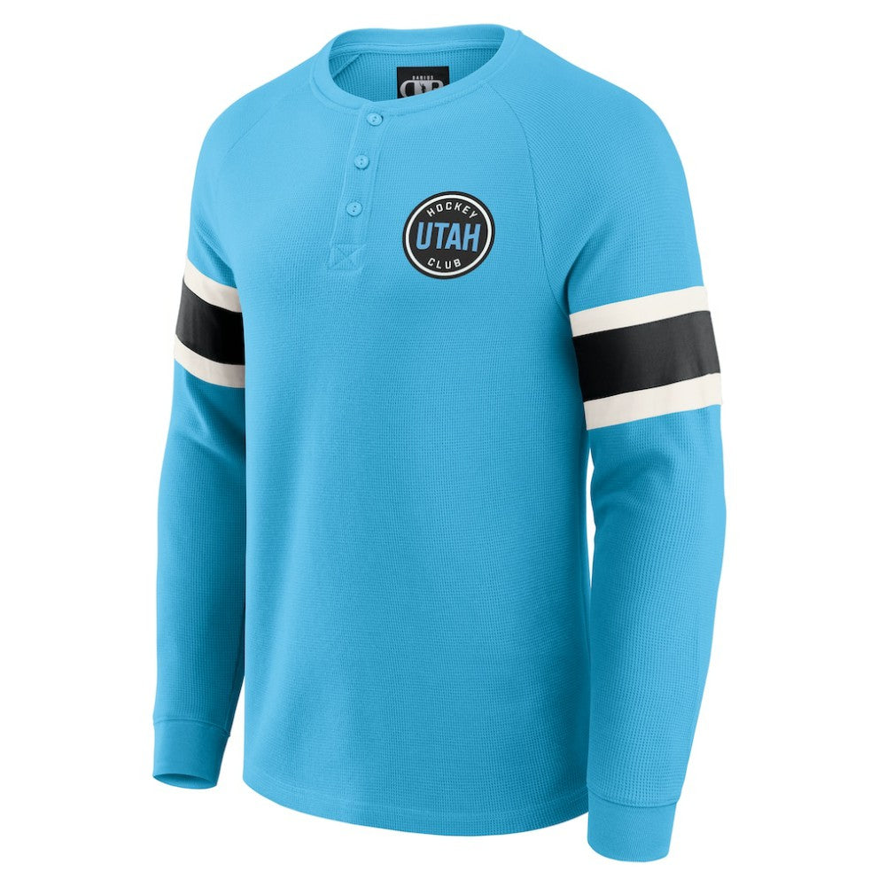 Utah Hockey Club Darius Rucker Collection by Fanatics Waffle-Knit Raglan Long Sleeve Henley T-Shirt - Light Blue - NHL 202831290