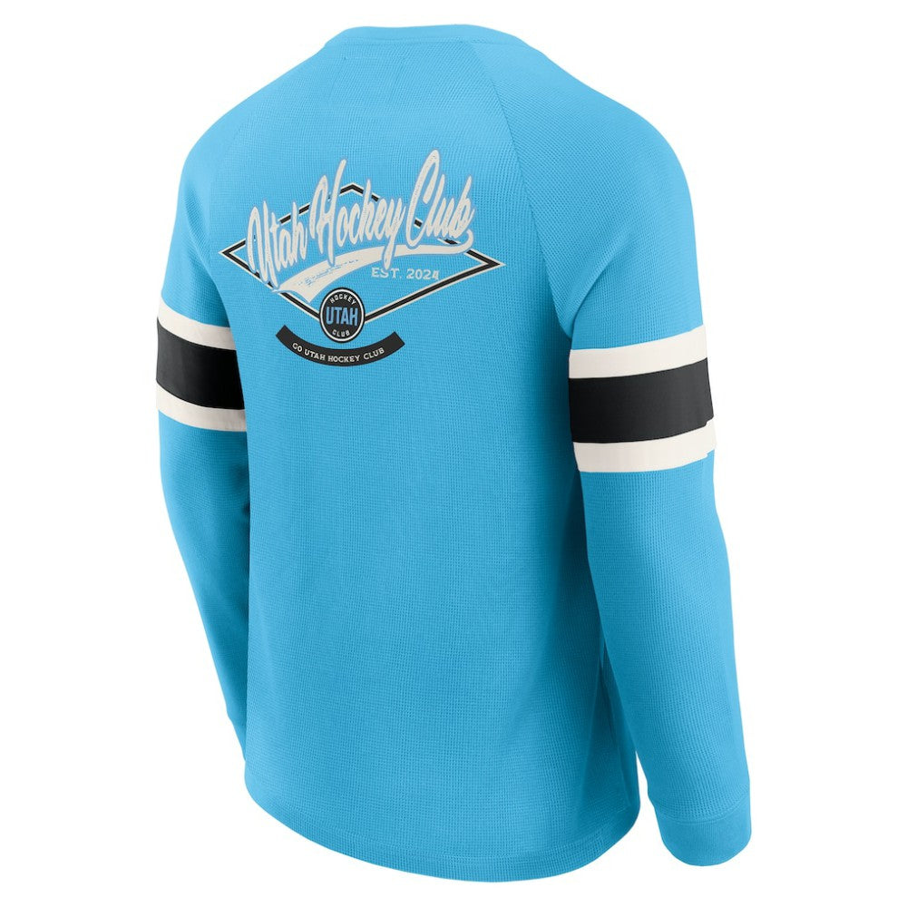 Utah Hockey Club Darius Rucker Collection by Fanatics Waffle-Knit Raglan Long Sleeve Henley T-Shirt - Light Blue - NHL 202831290