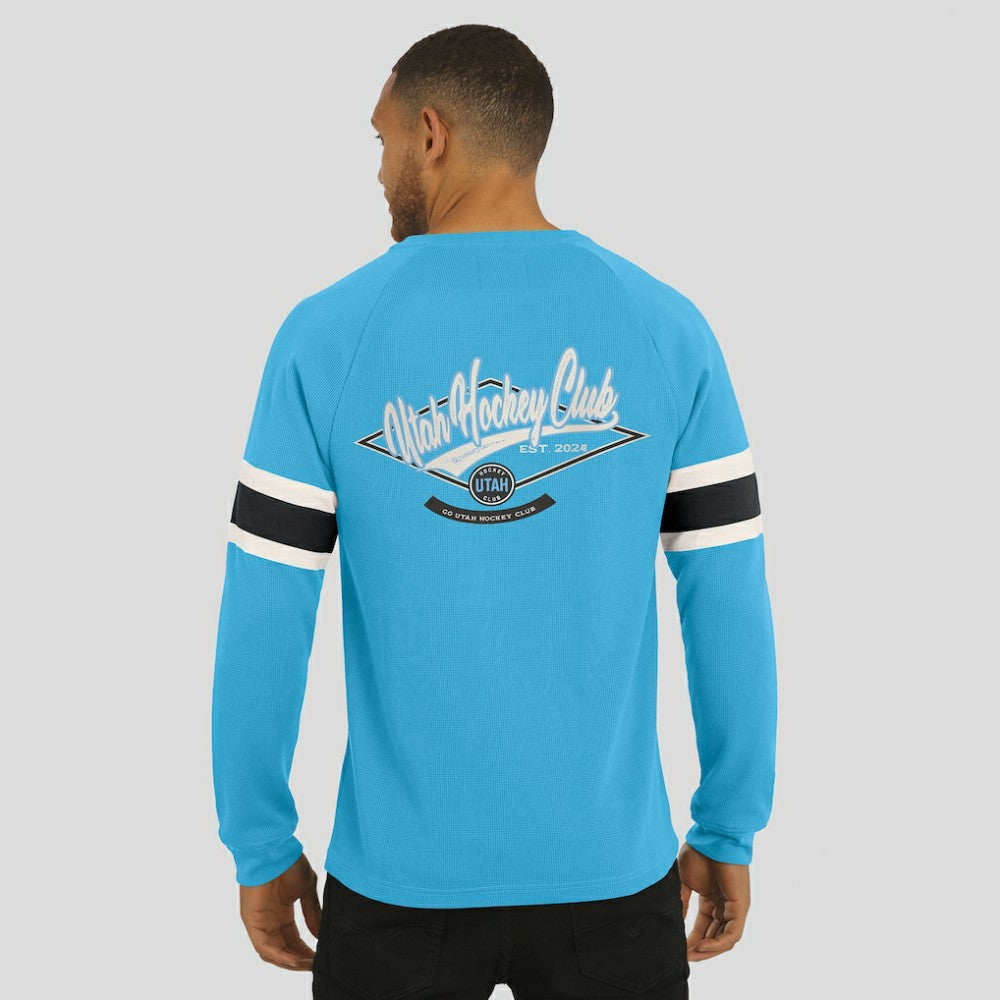 Utah Hockey Club Darius Rucker Collection by Fanatics Waffle-Knit Raglan Long Sleeve Henley T-Shirt - Light Blue - NHL 202831290