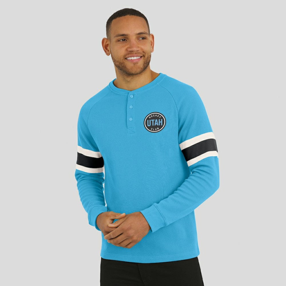 Utah Hockey Club Darius Rucker Collection by Fanatics Waffle-Knit Raglan Long Sleeve Henley T-Shirt - Light Blue - NHL 202831290
