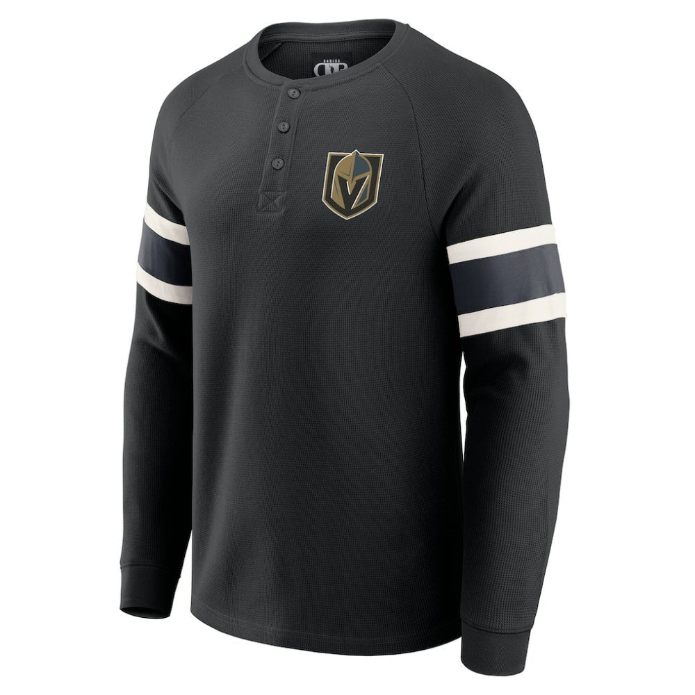 Vegas Golden Knights Darius Rucker Collection by Fanatics Waffle-Knit Raglan Long Sleeve Henley T-Shirt - Black - NHL 202831291