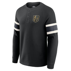 Vegas Golden Knights Darius Rucker Collection by Fanatics Waffle-Knit Raglan Long Sleeve Henley T-Shirt - Black - NHL 202831291