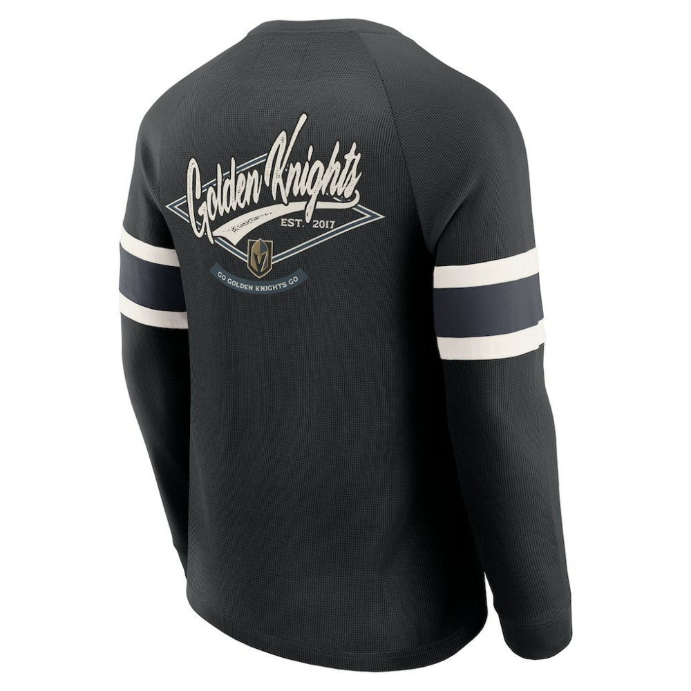 Vegas Golden Knights Darius Rucker Collection by Fanatics Waffle-Knit Raglan Long Sleeve Henley T-Shirt - Black - NHL 202831291