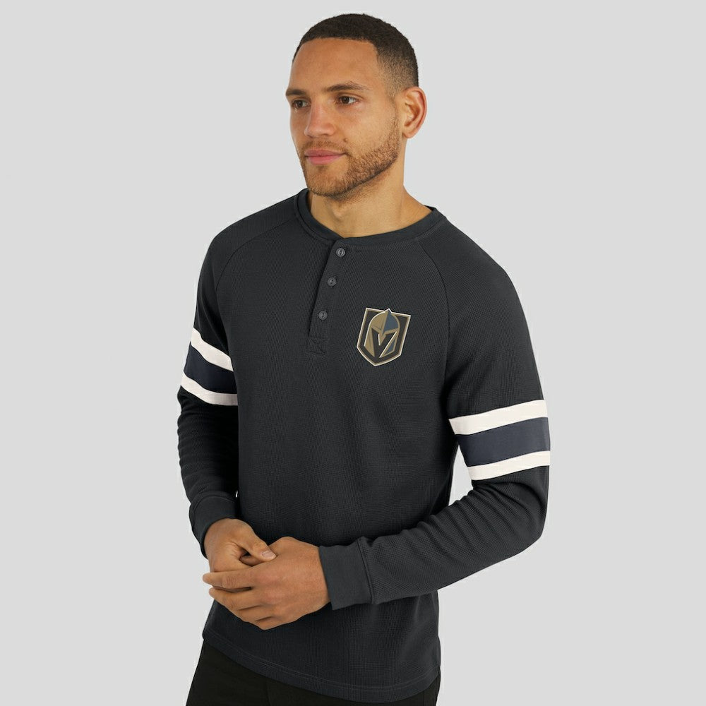 Vegas Golden Knights Darius Rucker Collection by Fanatics Waffle-Knit Raglan Long Sleeve Henley T-Shirt - Black - NHL 202831291