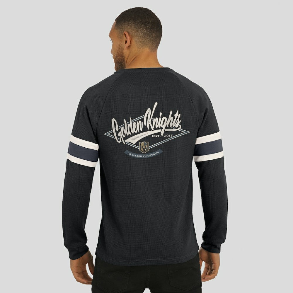 Vegas Golden Knights Darius Rucker Collection by Fanatics Waffle-Knit Raglan Long Sleeve Henley T-Shirt - Black - NHL 202831291