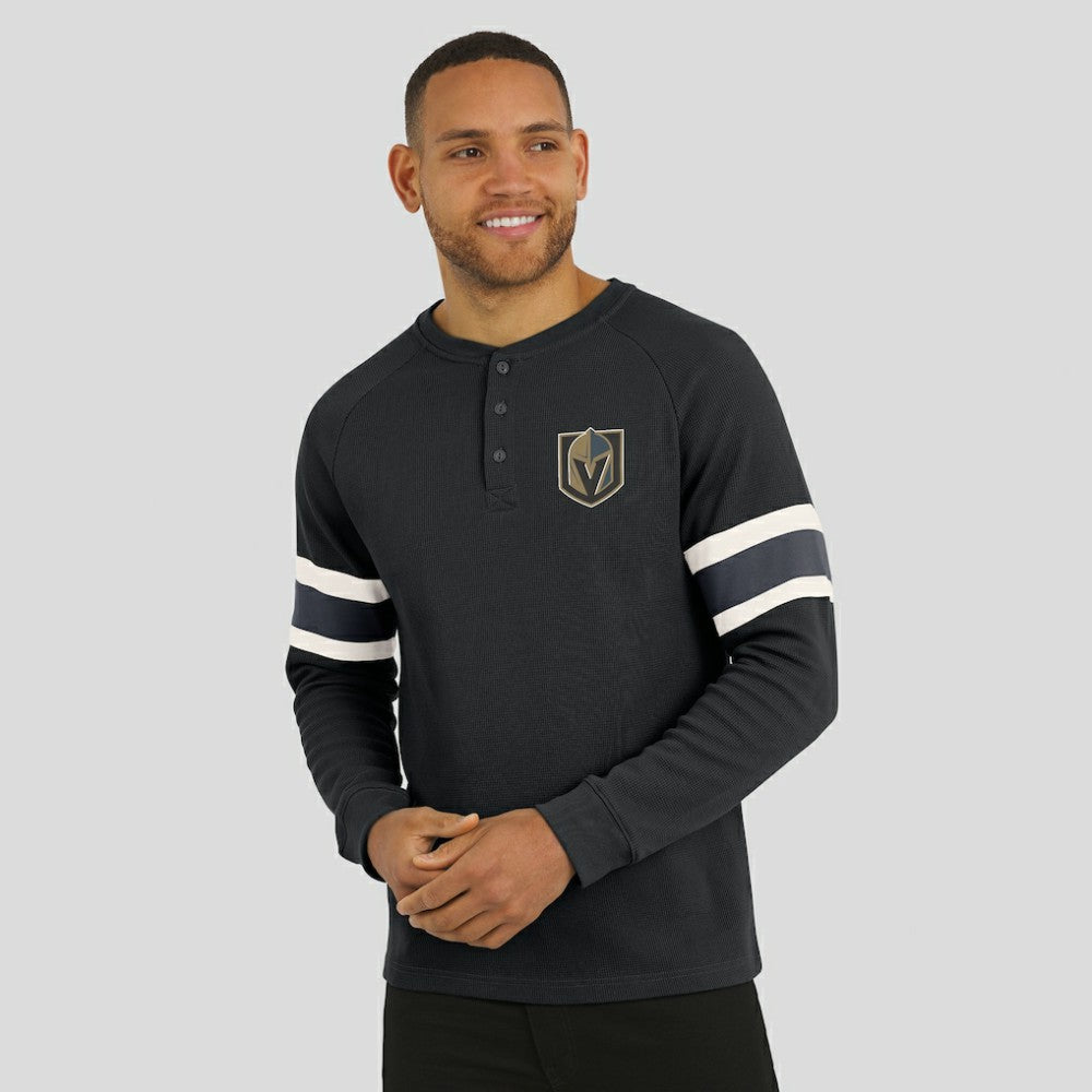 Vegas Golden Knights Darius Rucker Collection by Fanatics Waffle-Knit Raglan Long Sleeve Henley T-Shirt - Black - NHL 202831291