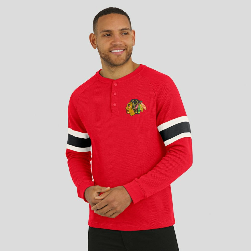 Chicago Blackhawks Darius Rucker Collection by Fanatics Waffle-Knit Raglan Long Sleeve Henley T-Shirt - Red - NHL 202831293