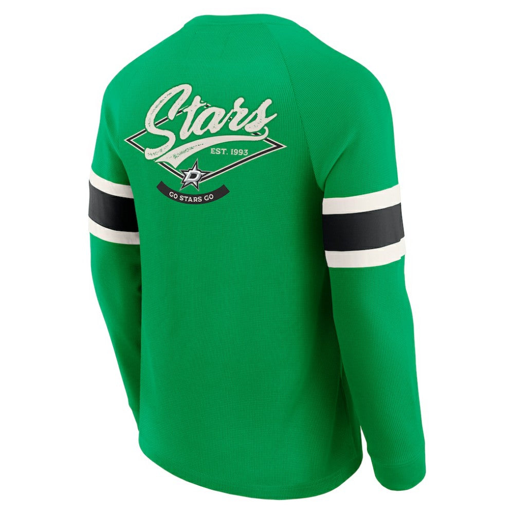 Dallas Stars Darius Rucker Collection by Fanatics Waffle-Knit Raglan Long Sleeve Henley T-Shirt - Green - NHL 202831294