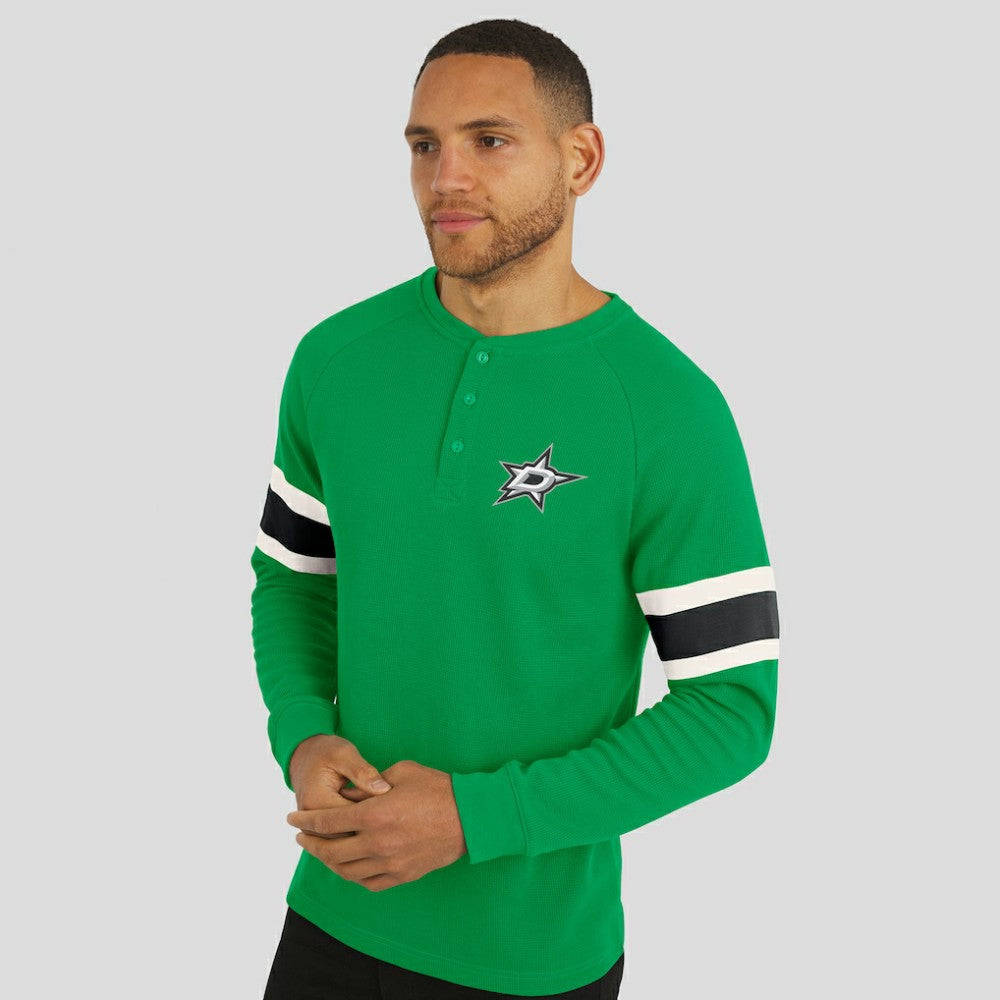 Dallas Stars Darius Rucker Collection by Fanatics Waffle-Knit Raglan Long Sleeve Henley T-Shirt - Green - NHL 202831294