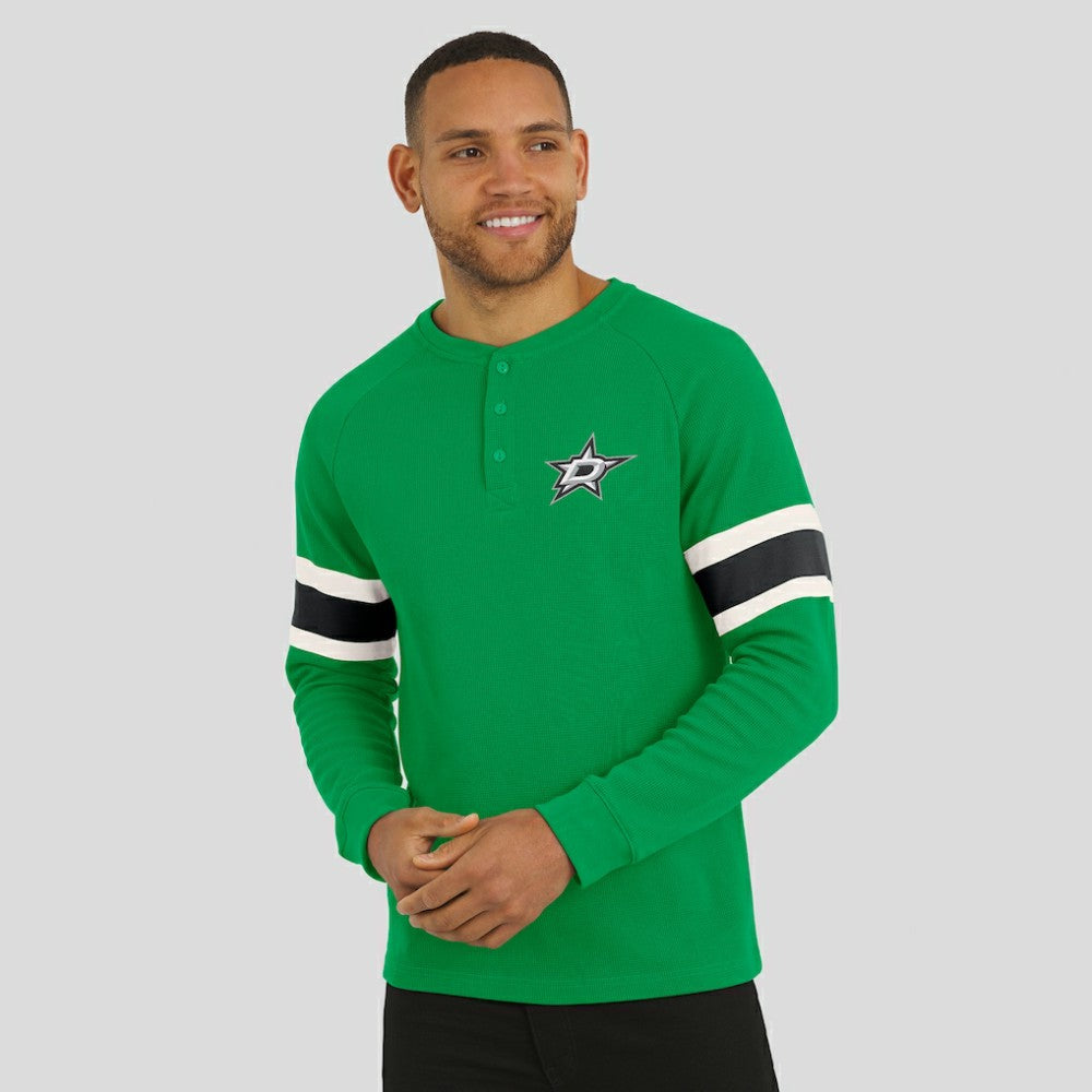 Dallas Stars Darius Rucker Collection by Fanatics Waffle-Knit Raglan Long Sleeve Henley T-Shirt - Green - NHL 202831294