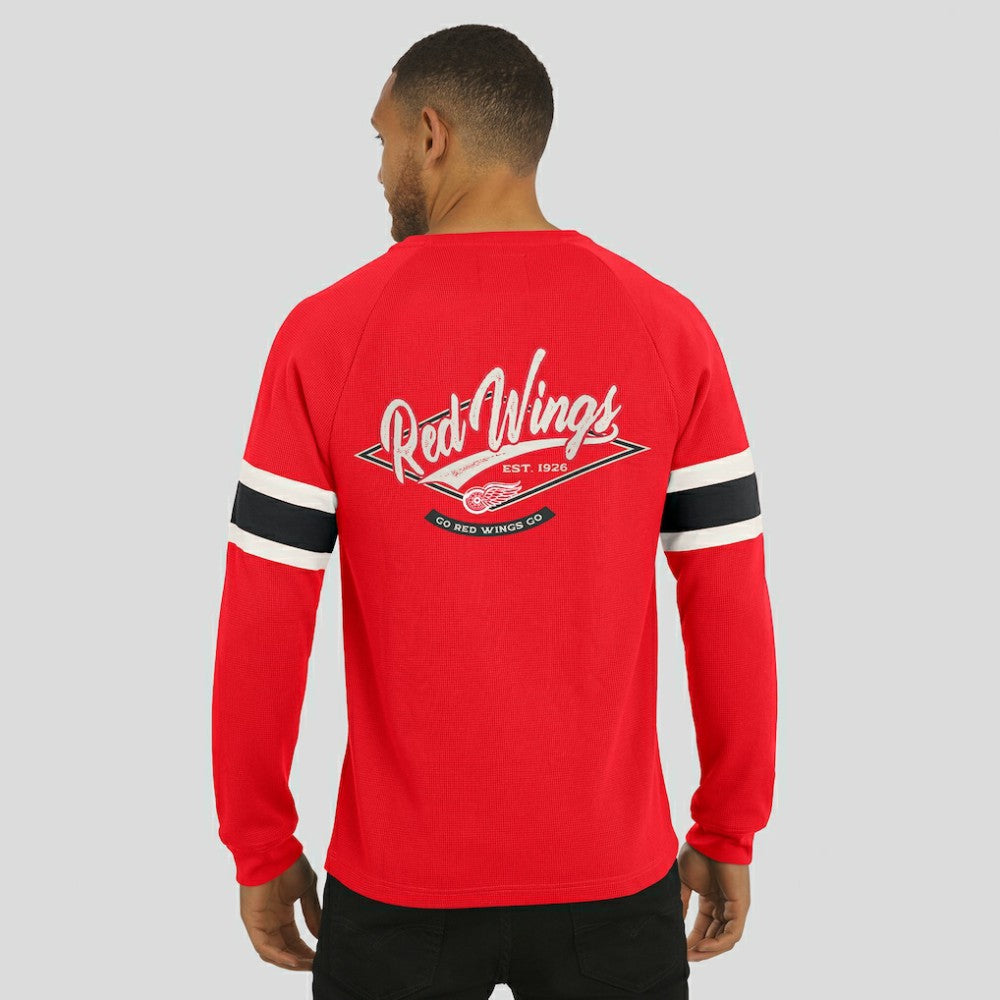 Detroit Red Wings Darius Rucker Collection by Fanatics Waffle-Knit Raglan Long Sleeve Henley T-Shirt - Red - NHL 202831295