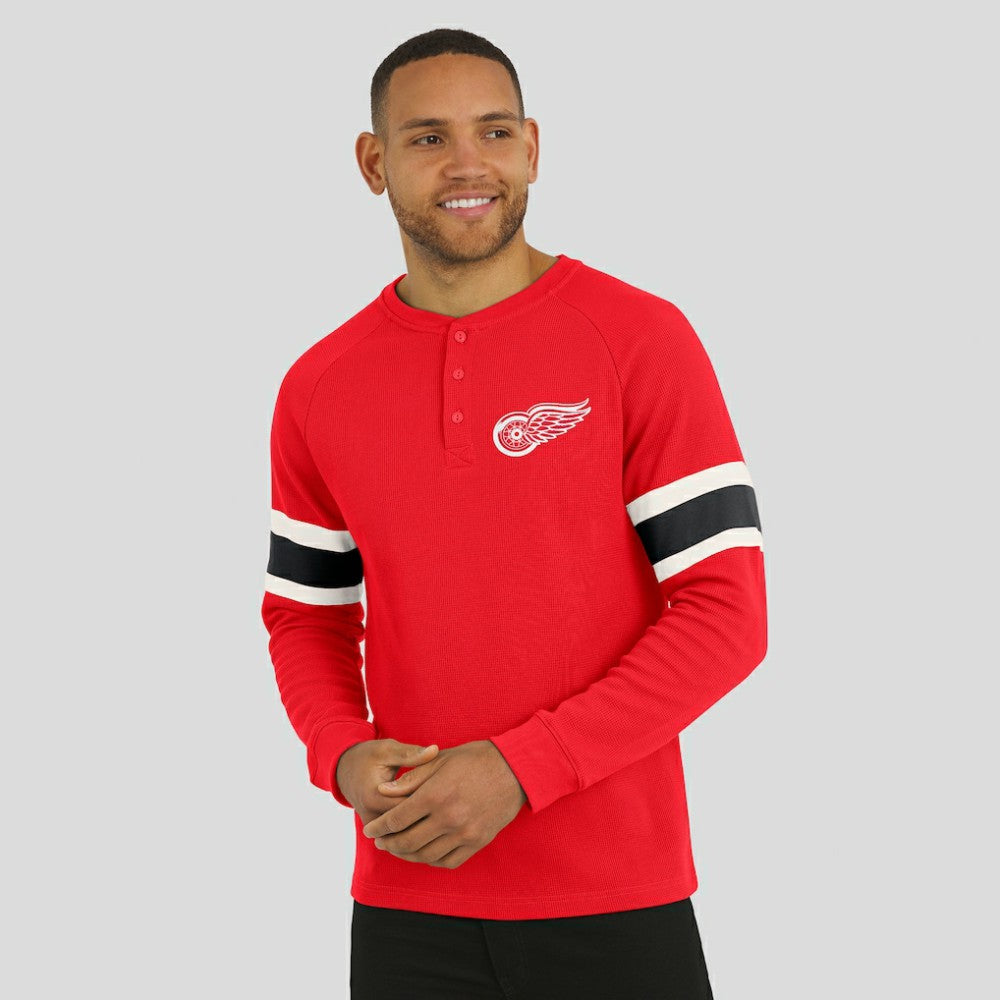 Detroit Red Wings Darius Rucker Collection by Fanatics Waffle-Knit Raglan Long Sleeve Henley T-Shirt - Red - NHL 202831295