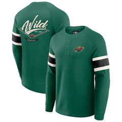 Minnesota Wild Darius Rucker Collection by Fanatics Waffle-Knit Raglan Long Sleeve Henley T-Shirt - Green - NHL 202831298