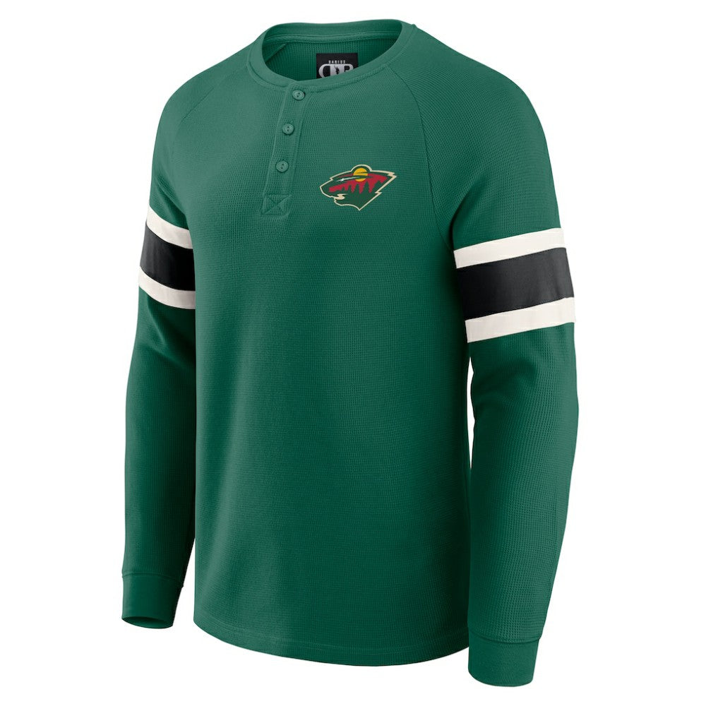 Minnesota Wild Darius Rucker Collection by Fanatics Waffle-Knit Raglan Long Sleeve Henley T-Shirt - Green - NHL 202831298