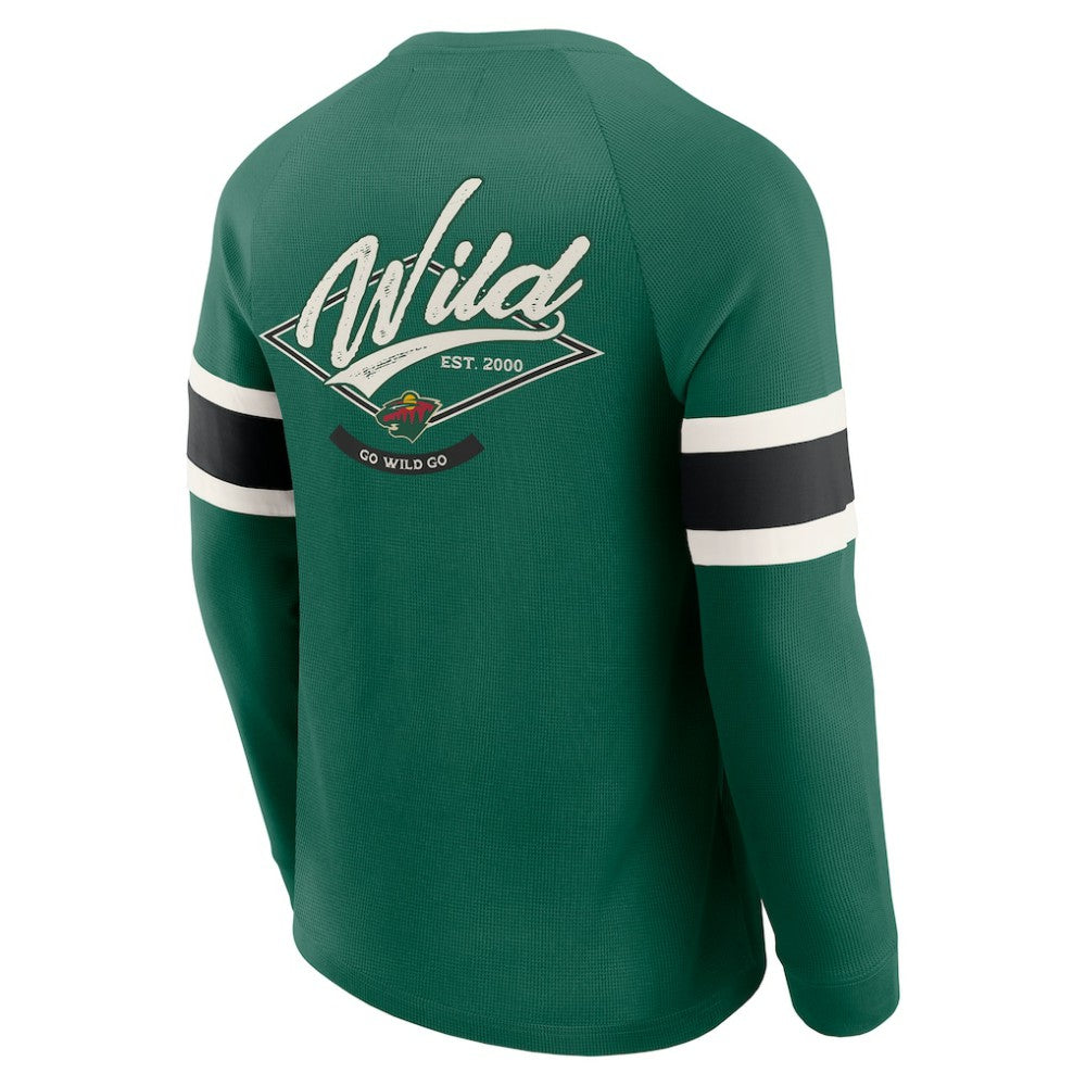 Minnesota Wild Darius Rucker Collection by Fanatics Waffle-Knit Raglan Long Sleeve Henley T-Shirt - Green - NHL 202831298