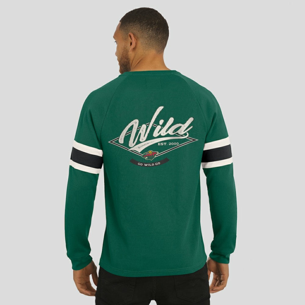 Minnesota Wild Darius Rucker Collection by Fanatics Waffle-Knit Raglan Long Sleeve Henley T-Shirt - Green - NHL 202831298