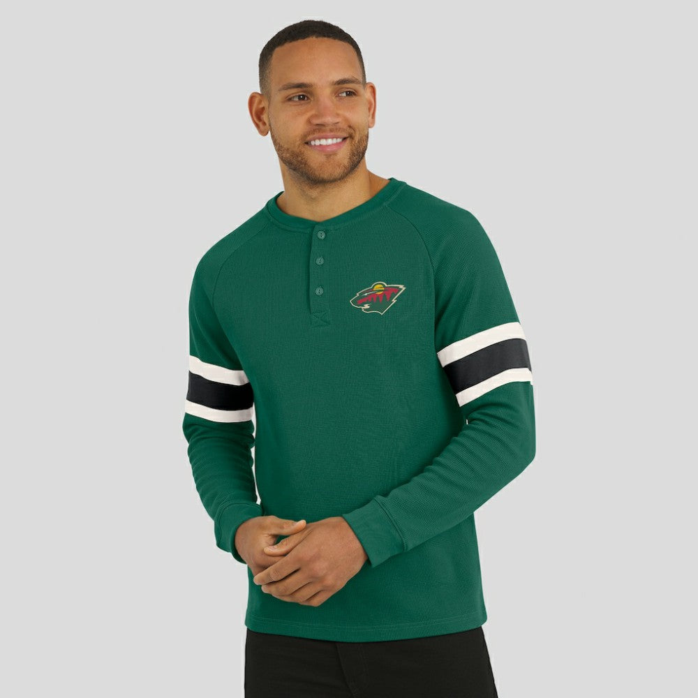 Minnesota Wild Darius Rucker Collection by Fanatics Waffle-Knit Raglan Long Sleeve Henley T-Shirt - Green - NHL 202831298