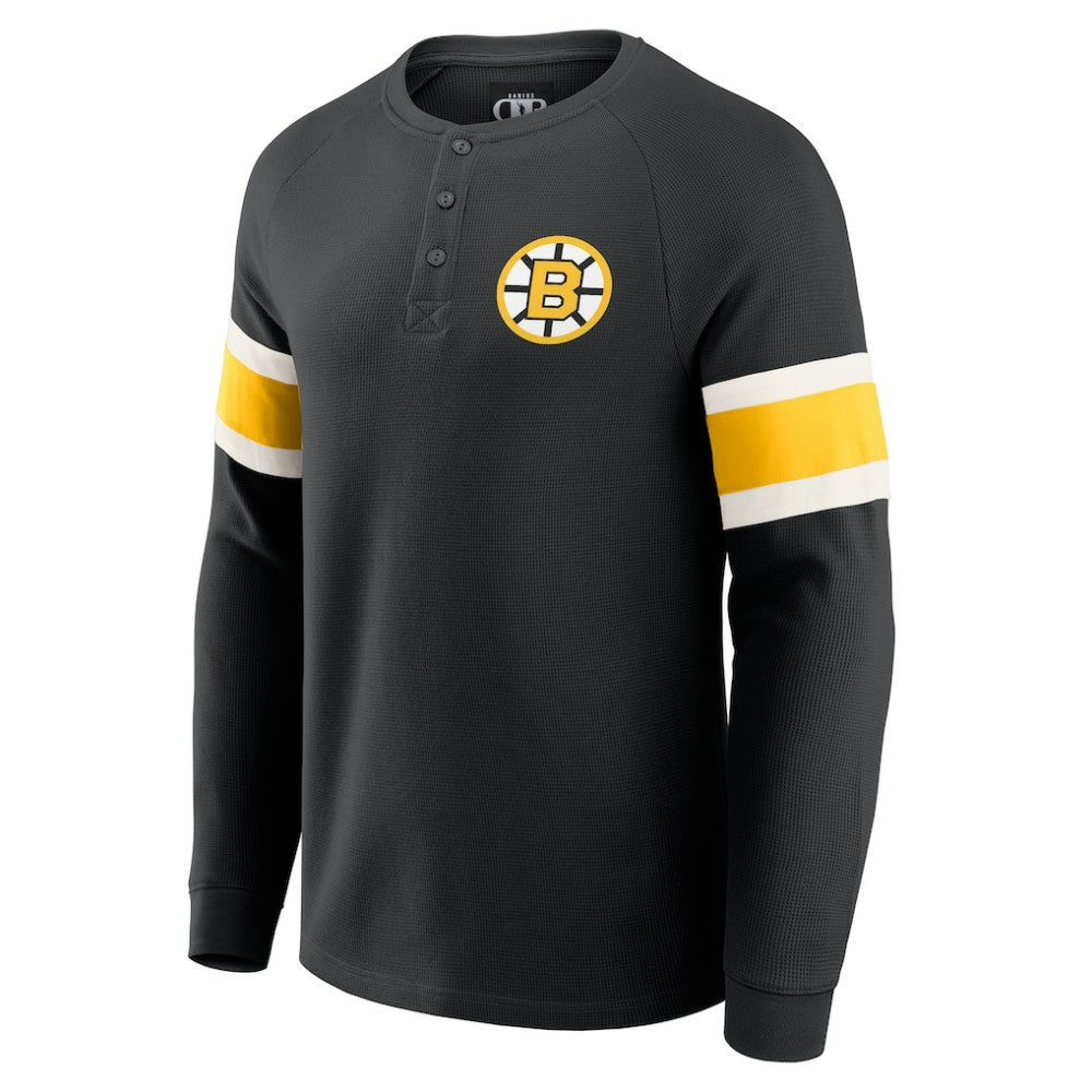 Boston Bruins Darius Rucker Collection by Fanatics Waffle-Knit Raglan Long Sleeve Henley T-Shirt - Black - NHL 202831300