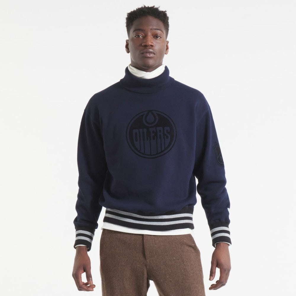 Edmonton Oilers Todd Snyder by Fanatics Relaxed Canadian Fleece Turtleneck - Navy - NHL 202846138