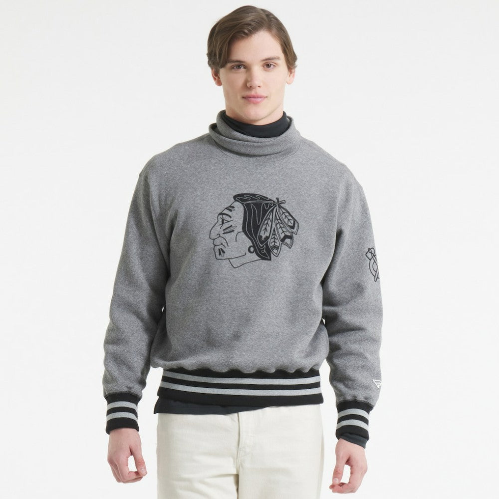 Chicago Blackhawks Todd Snyder by Fanatics Relaxed Canadian Fleece Turtleneck - Dark Heather Gray - NHL 202846140