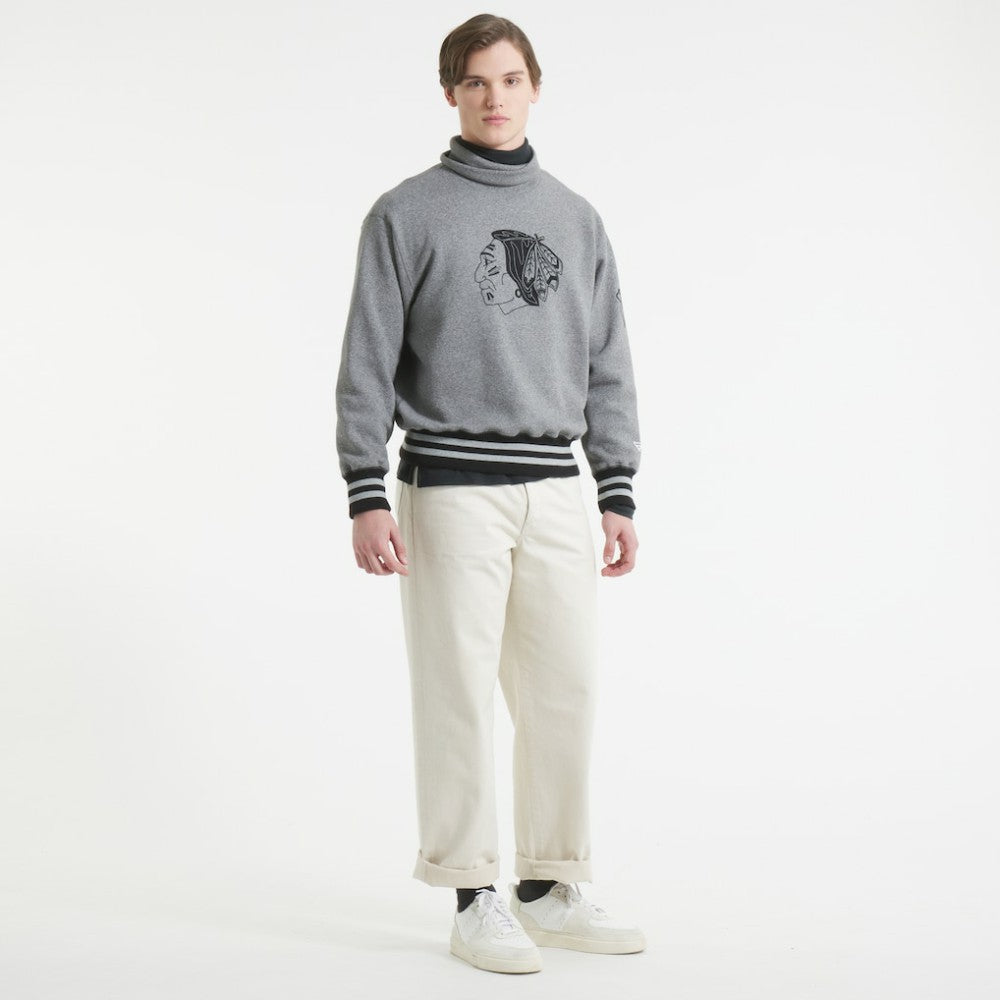 Chicago Blackhawks Todd Snyder by Fanatics Relaxed Canadian Fleece Turtleneck - Dark Heather Gray - NHL 202846140