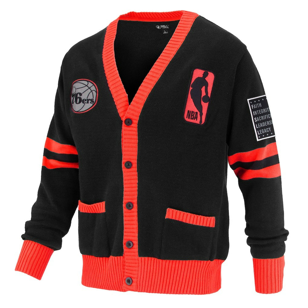 Philadelphia 76ers FISLL Unisex Logoman Shadow Collection Full-Button Cardigan Sweater Black