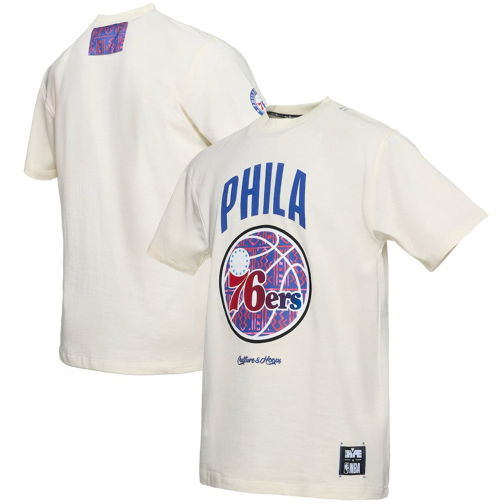 Philadelphia 76ers NBA x Two Hype Culture & Hoops Collection Premium T-Shirt - Cream
