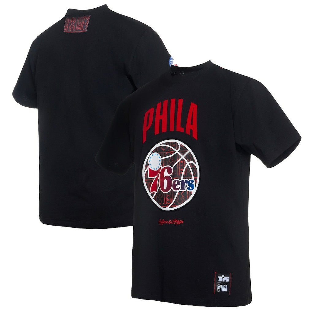 Philadelphia 76ers NBA x Two Hype Culture & Hoops Collection Premium T-Shirt - Black