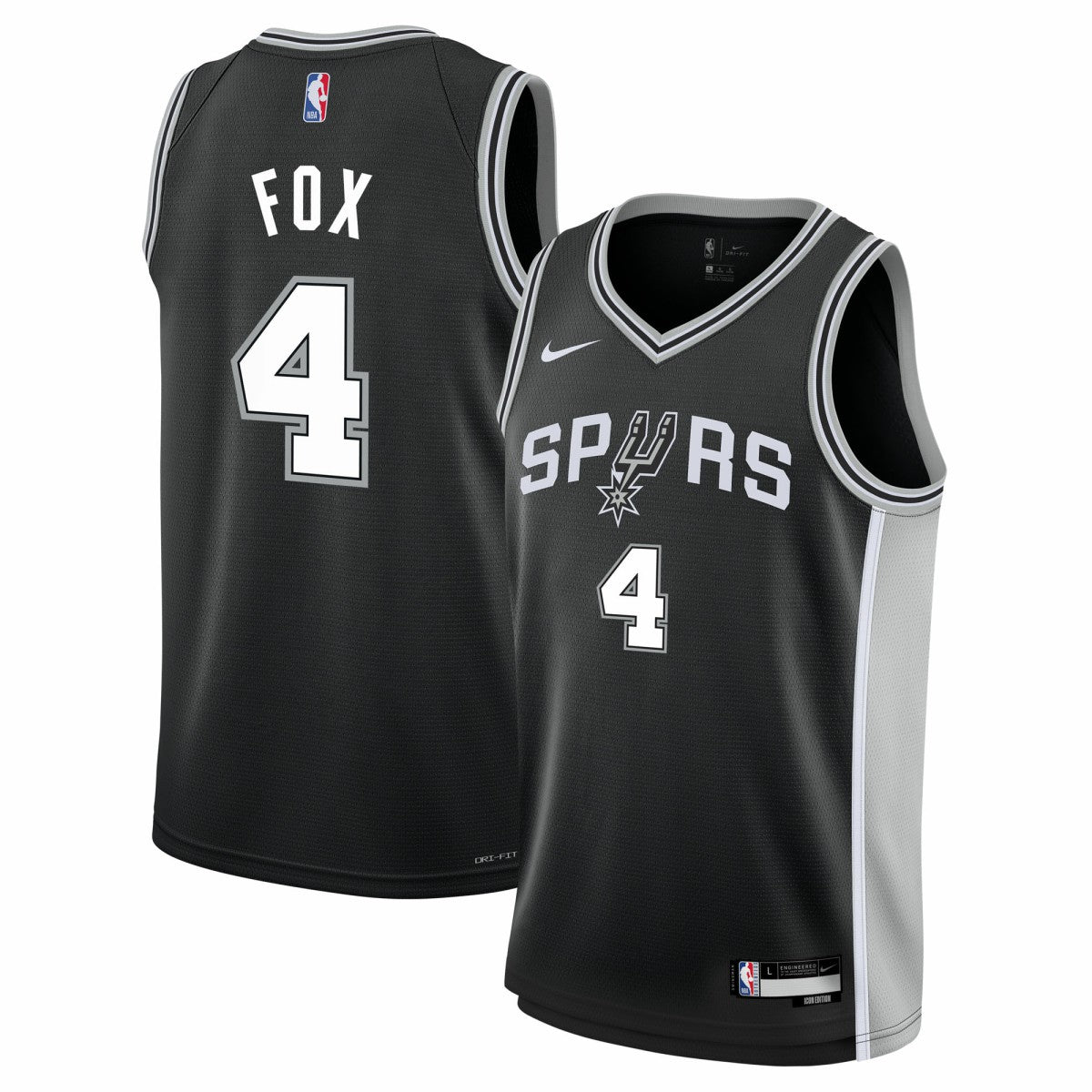 De'Aaron Fox San Antonio Spurs Youth Swingman Jersey Icon Edition Black | Nike for sale