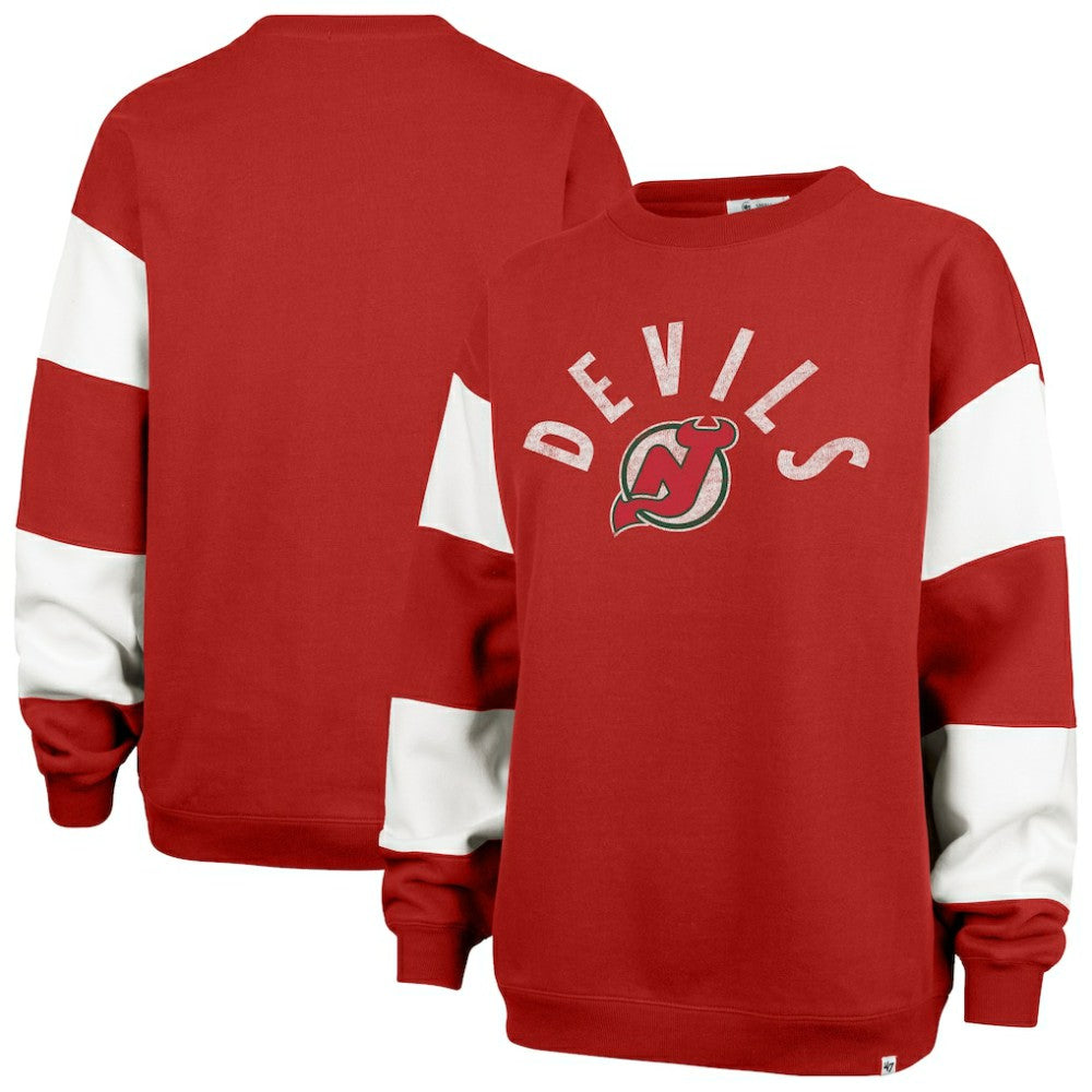 New Jersey Devils '47 Women's Eephus Barred Pullover Sweatshirt - Red - NHL 202852831