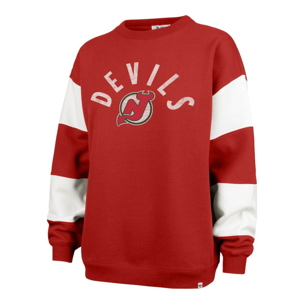 New Jersey Devils '47 Women's Eephus Barred Pullover Sweatshirt - Red - NHL 202852831