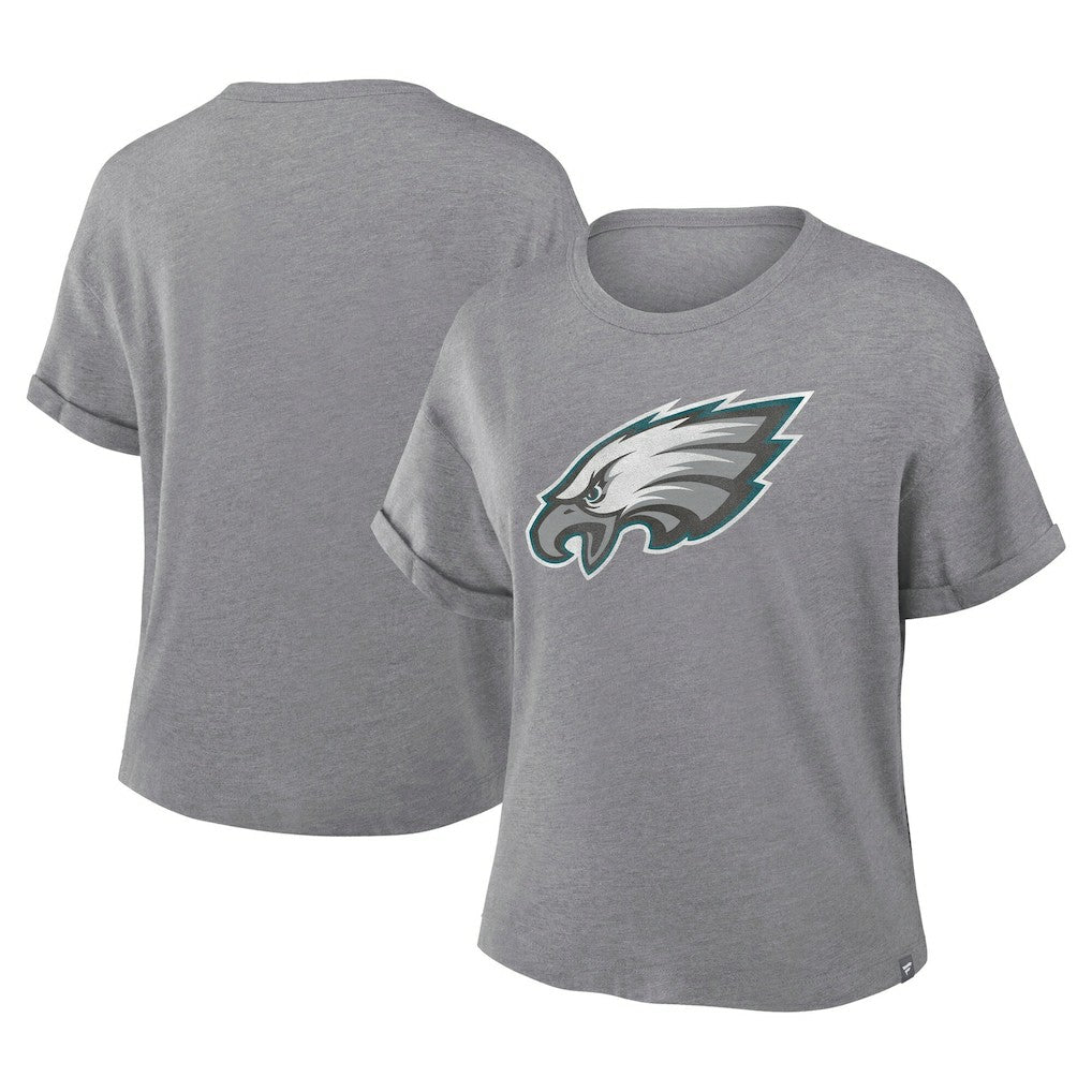 Fanatics Philadelphia Eagles Women's Tribute Tri-Blend Boxy T-Shirt Heather Gray