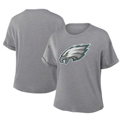 Fanatics Philadelphia Eagles Women's Tribute Tri-Blend Boxy T-Shirt Heather Gray