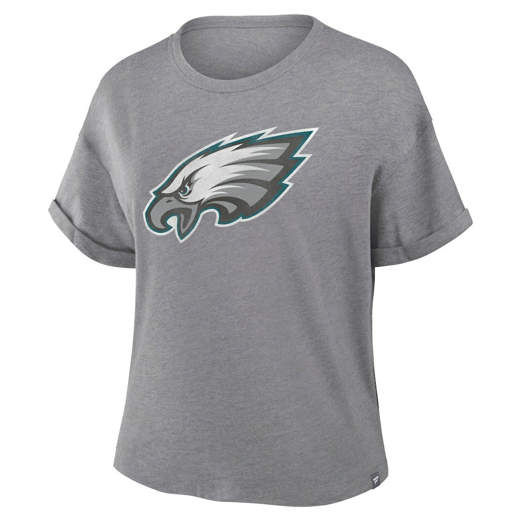 Fanatics Philadelphia Eagles Women's Tribute Tri-Blend Boxy T-Shirt Heather Gray