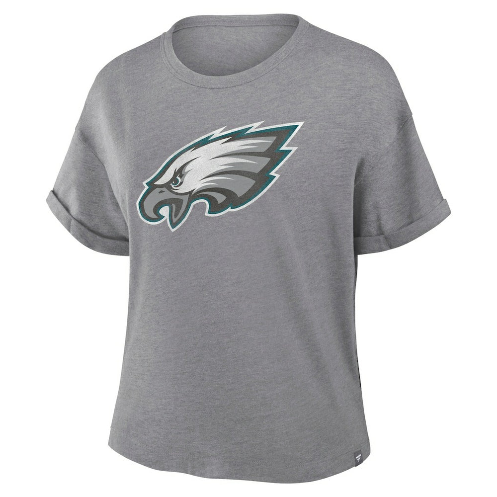 Fanatics Philadelphia Eagles Women's Tribute Tri-Blend Boxy T-Shirt Heather Gray
