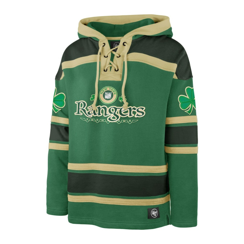 New York Rangers '47 St. Patrick's Day McLucky Superior Lacer Pullover Hoodie - Kelly Green - NHL 202856125