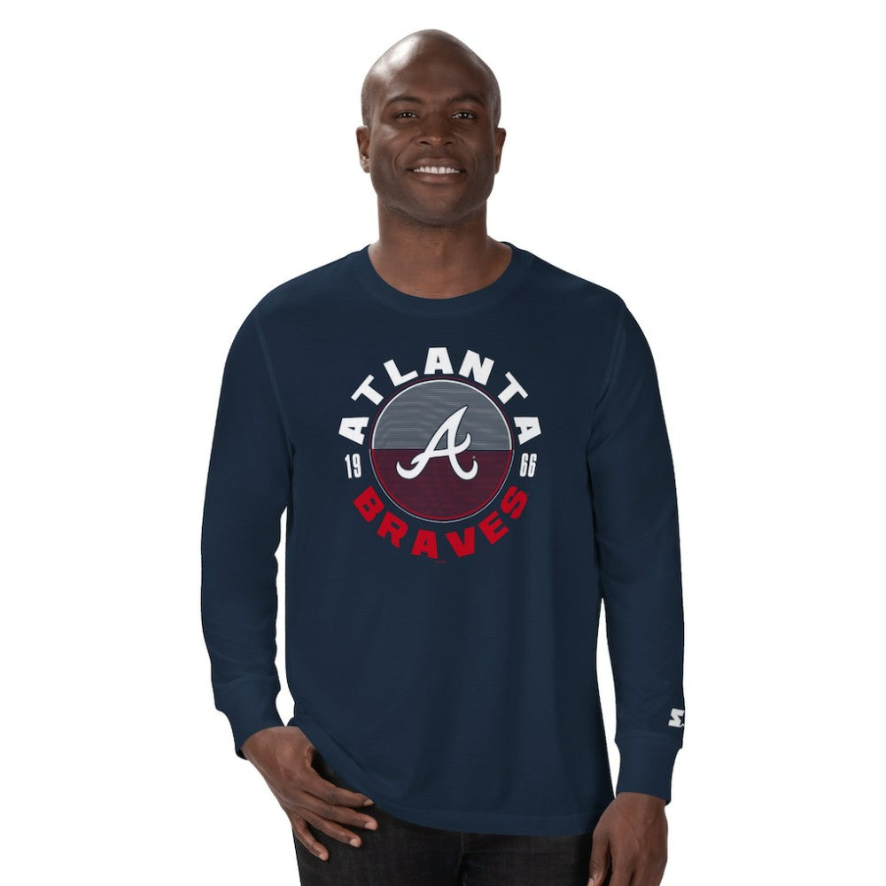 Atlanta Braves Starter Halftime Long Sleeve T-Shirt - Navy - MLB Discount