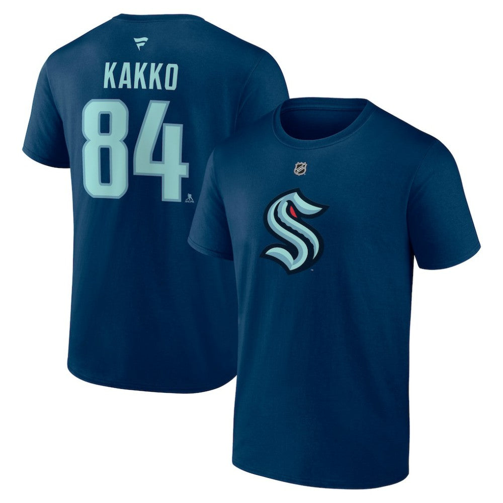 Kaapo Kakko Seattle Kraken Fanatics Authentic Stack Name & Number T-Shirt - Navy - NHL 202884330
