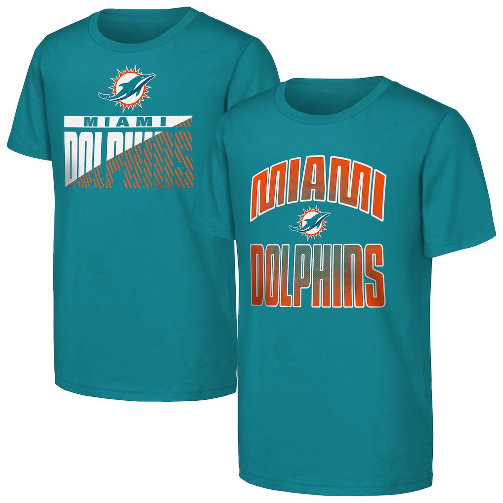Miami Dolphins Outerstuff Youth Never Quit 2-Pack T-Shirt Set Aqua