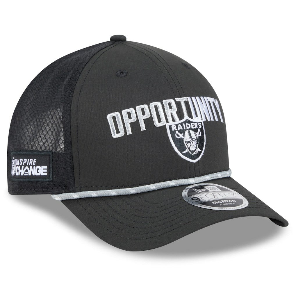 Las Vegas Raiders New Era 2025 Inspire Change 9FORTY M-Crown Adjustable Hat Black