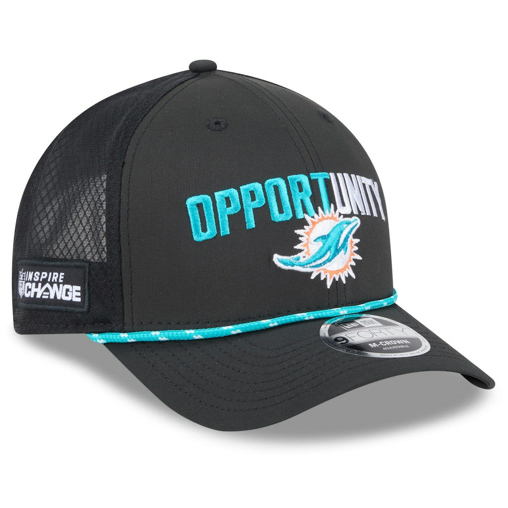 Miami Dolphins New Era 2025 Inspire Change 9FORTY M-Crown Adjustable Hat Black