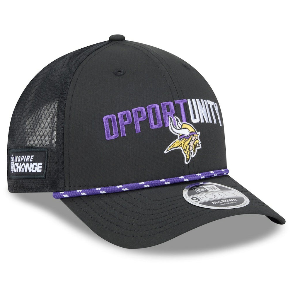Minnesota Vikings New Era 2025 Inspire Change 9FORTY M-Crown Adjustable Hat Black