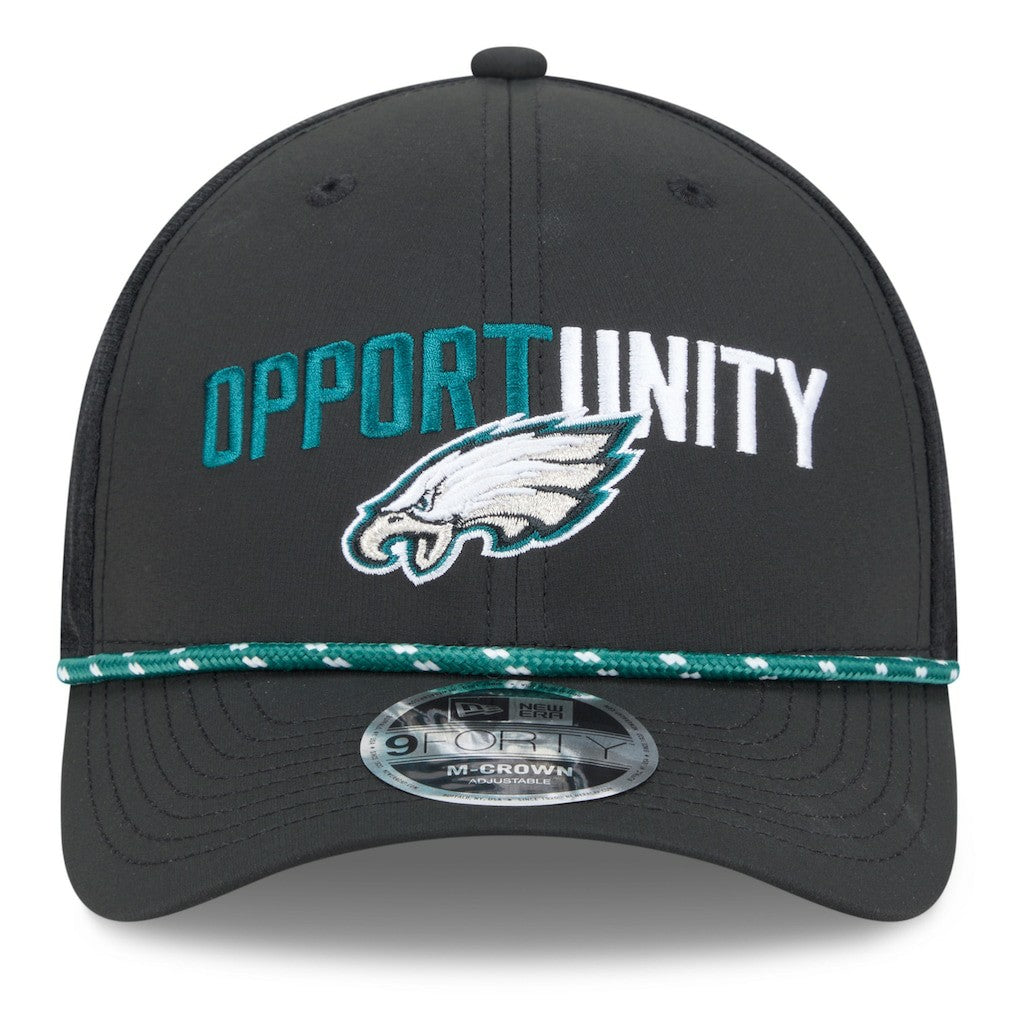 Philadelphia Eagles New Era 2025 Inspire Change 9FORTY M-Crown Adjustable Hat Black