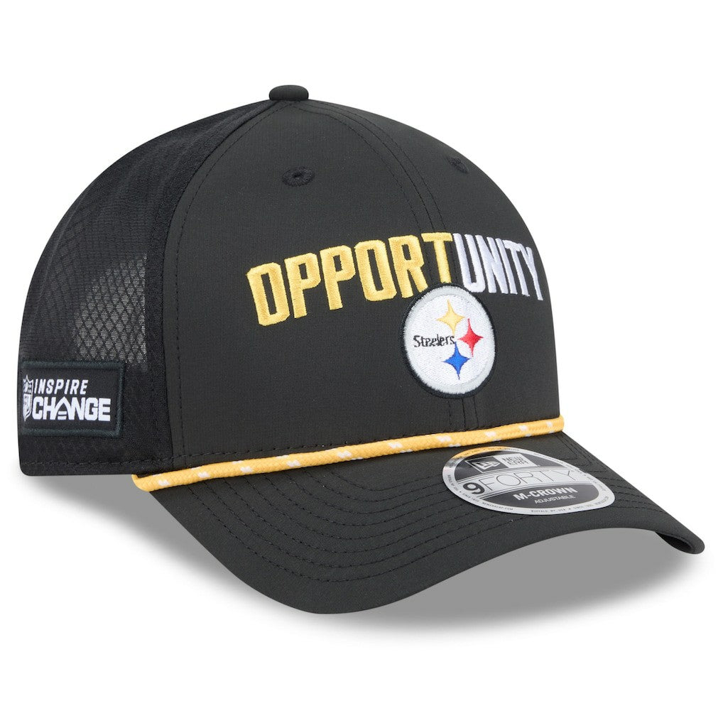 Pittsburgh Steelers New Era 2025 Inspire Change 9FORTY M-Crown Adjustable Hat Black