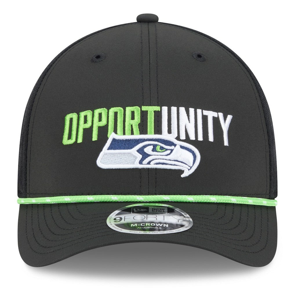 Seattle Seahawks New Era 2025 Inspire Change 9FORTY M-Crown Adjustable Hat Black