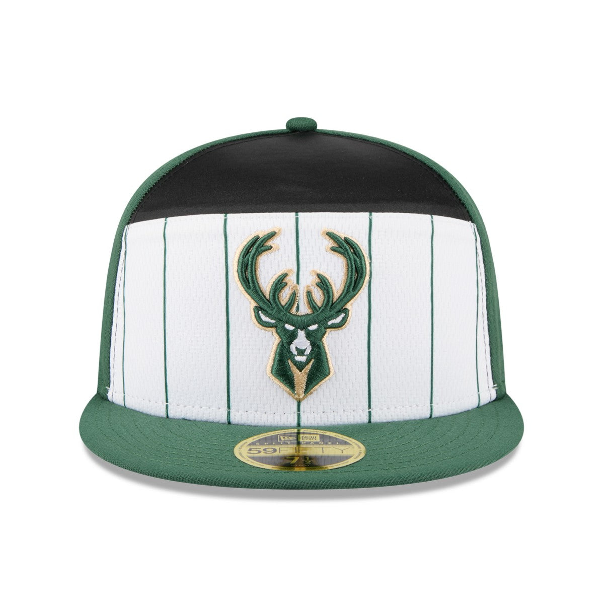 Milwaukee Bucks 2025 NBA Tip Off Split Panel 59FIFTY Fitted Hat White/Hunter Green | New Era