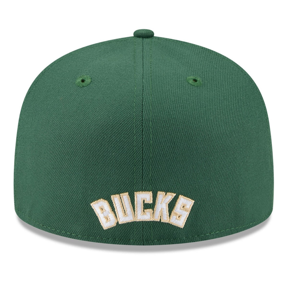 Milwaukee Bucks 2025 NBA Tip Off Split Panel 59FIFTY Fitted Hat White/Hunter Green | New Era