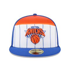 New York Knicks 2025 NBA Tip Off Split Panel 59FIFTY Fitted Hat White/Blue | New Era US