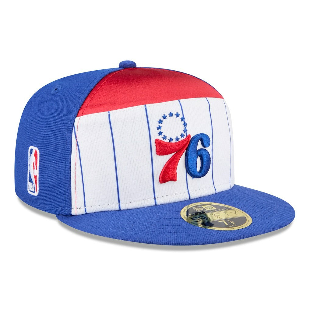 Philadelphia 76ers 2025 NBA Tip Off Split Panel 59FIFTY Fitted Hat White/Royal | New Era Lifestyle