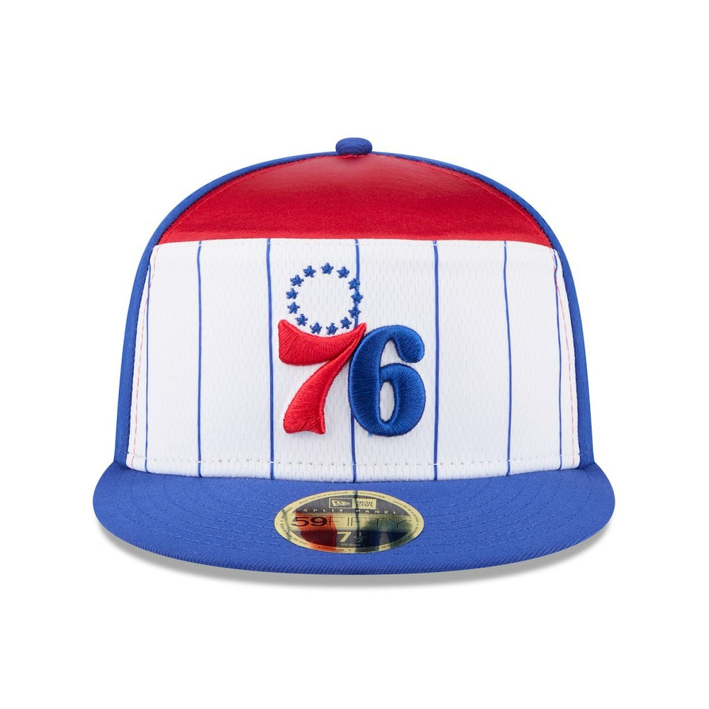 Philadelphia 76ers 2025 NBA Tip Off Split Panel 59FIFTY Fitted Hat White/Royal | New Era Lifestyle